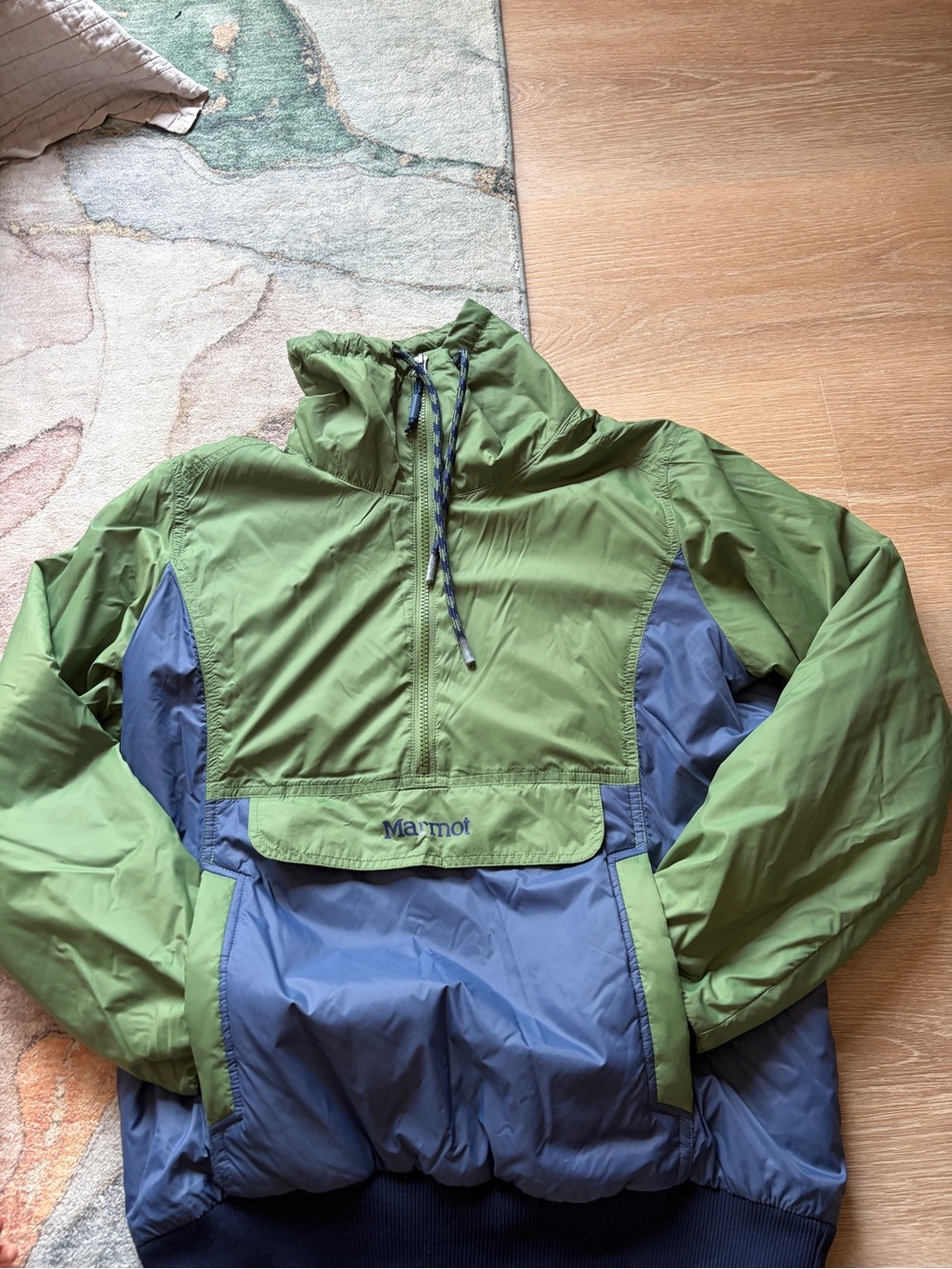 Marmot Green and Blue Hooded Pullover